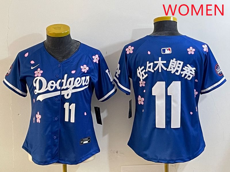 Women Los Angeles Dodgers #11 R.Sasaki Blue Sakura Edition 2025 Nike MLB Jersey style 4->los angeles dodgers->MLB Jersey